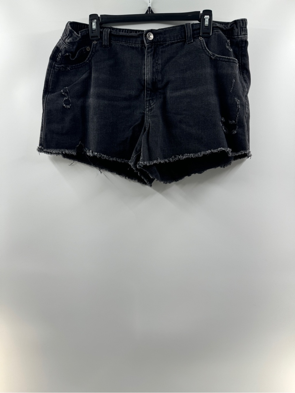 Aerie Black Stretch High Rise Distressed Denim Shorts – Women's XL